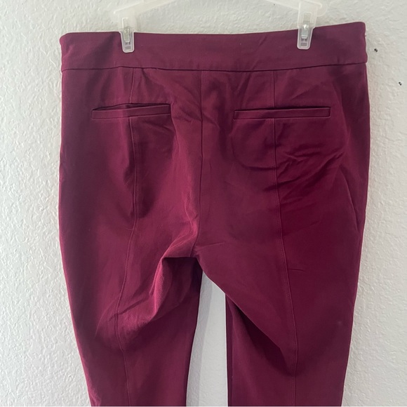Anthropologie The Essential Slim Wine Red Striped Trouser Pants Size 10 - Picture 11 of 16